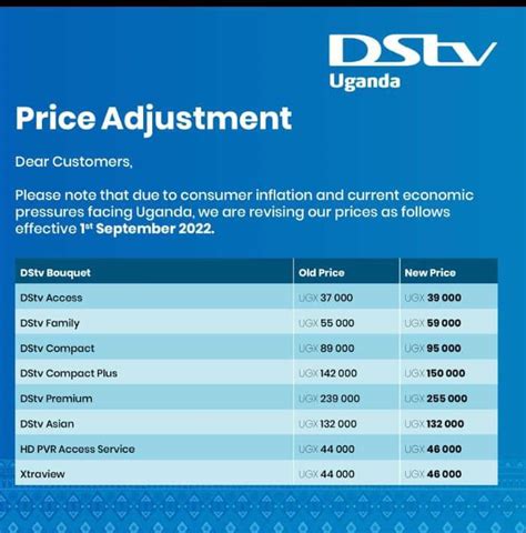 dstv packages and prices uganda